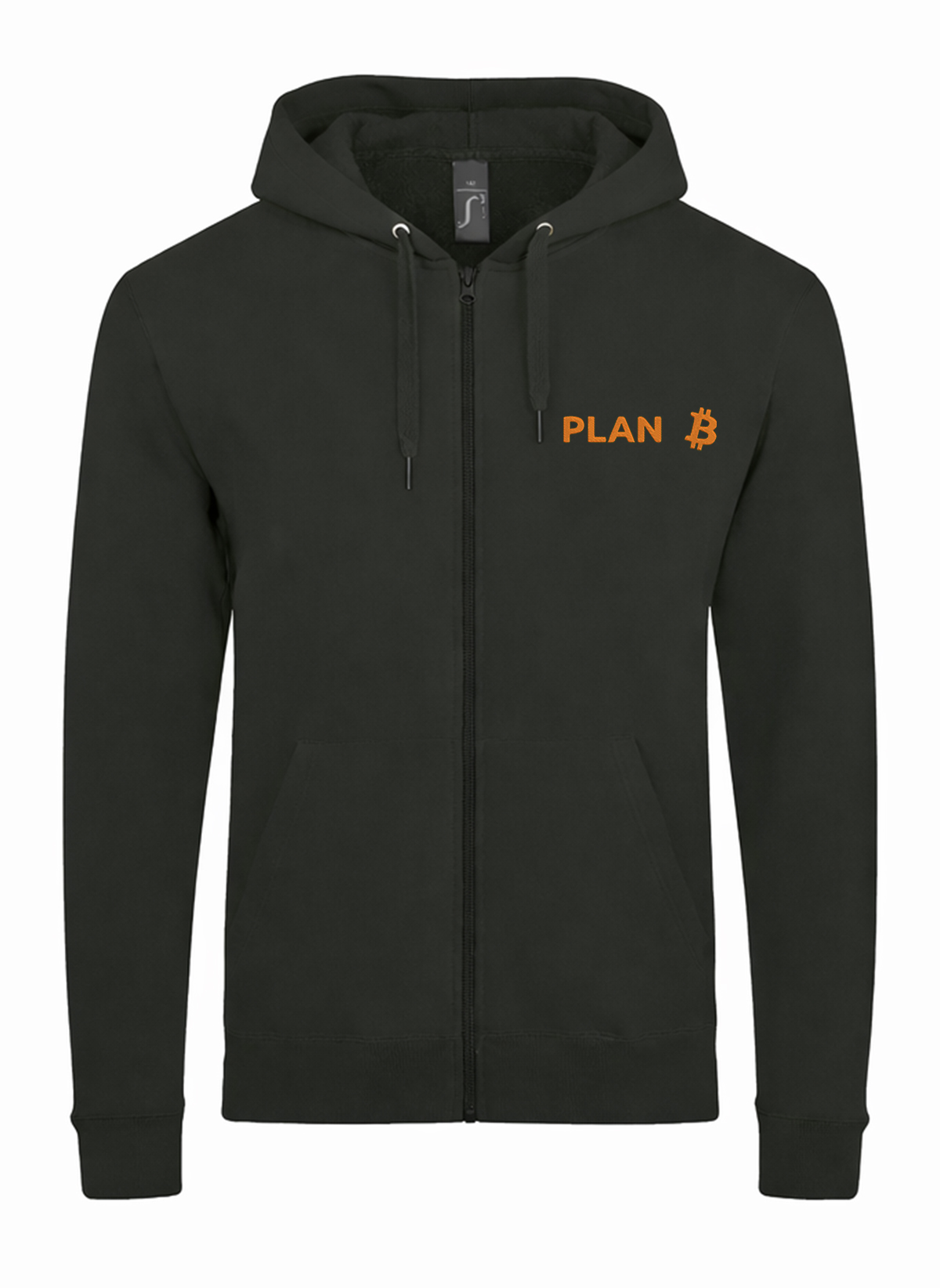 Plan B Bitcoin Crypto Funny Mining Life BTC Unisex džemperis su užtrauktuku ir gobtuvu