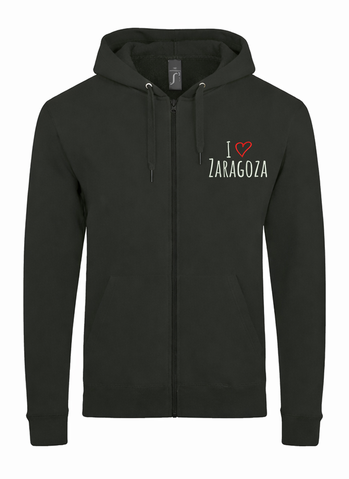 I Love Zaragoza City Spain Unisex džemperis su užtrauktuku ir gobtuvu