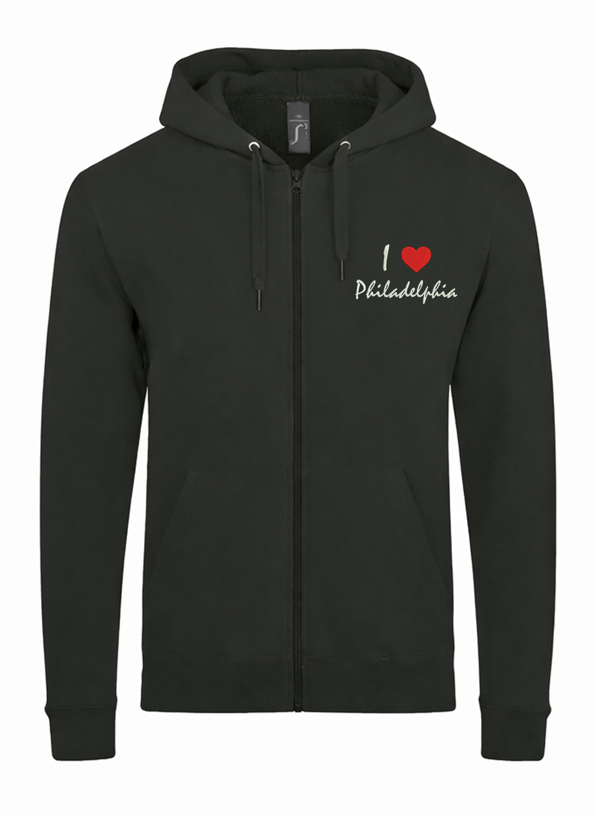 I Love Philadelphia City Pennsylvania USA Unisex džemperis su užtrauktuku ir gobtuvu