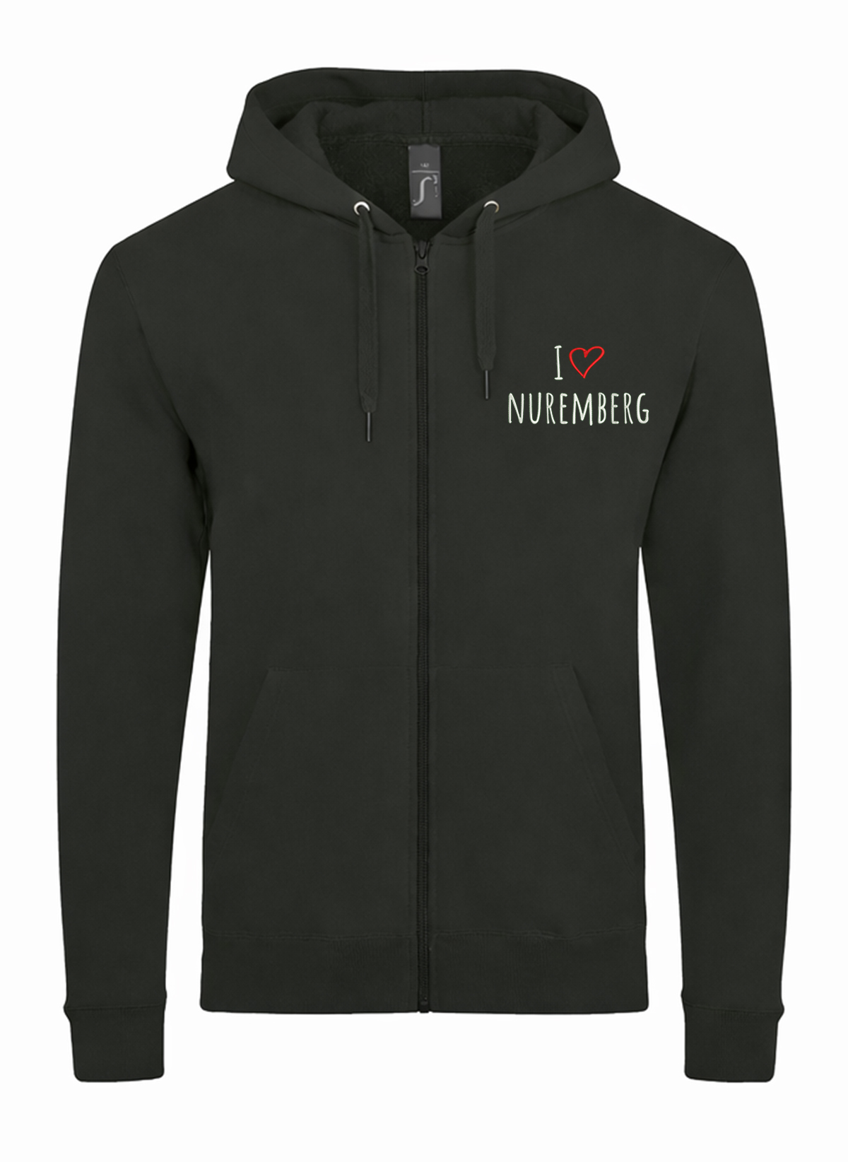 I Love Nuremberg City Germany Unisex džemperis su užtrauktuku ir gobtuvu