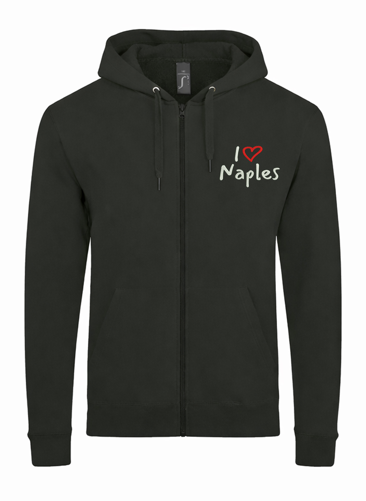 I Love Naples City Italy Unisex džemperis su užtrauktuku ir gobtuvu