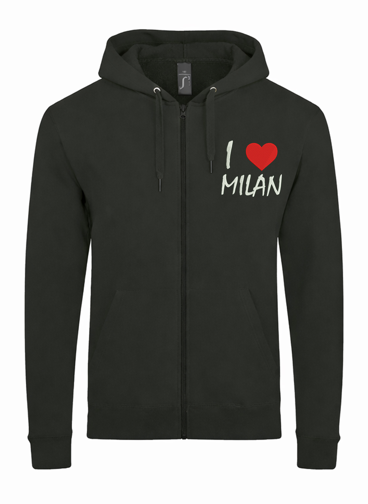 I Love Milan City Italy Unisex džemperis su užtrauktuku ir gobtuvu
