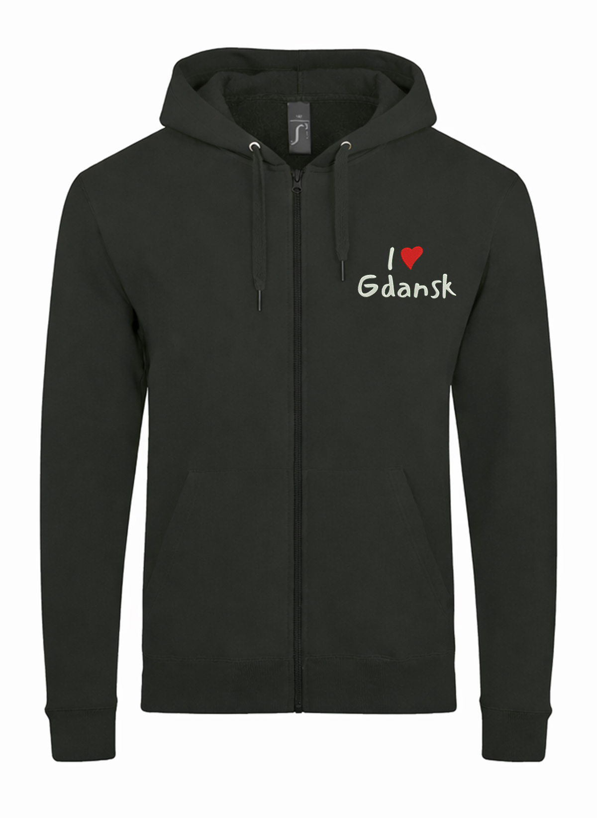 I Love Gdansk City Poland Unisex džemperis su užtrauktuku ir gobtuvu