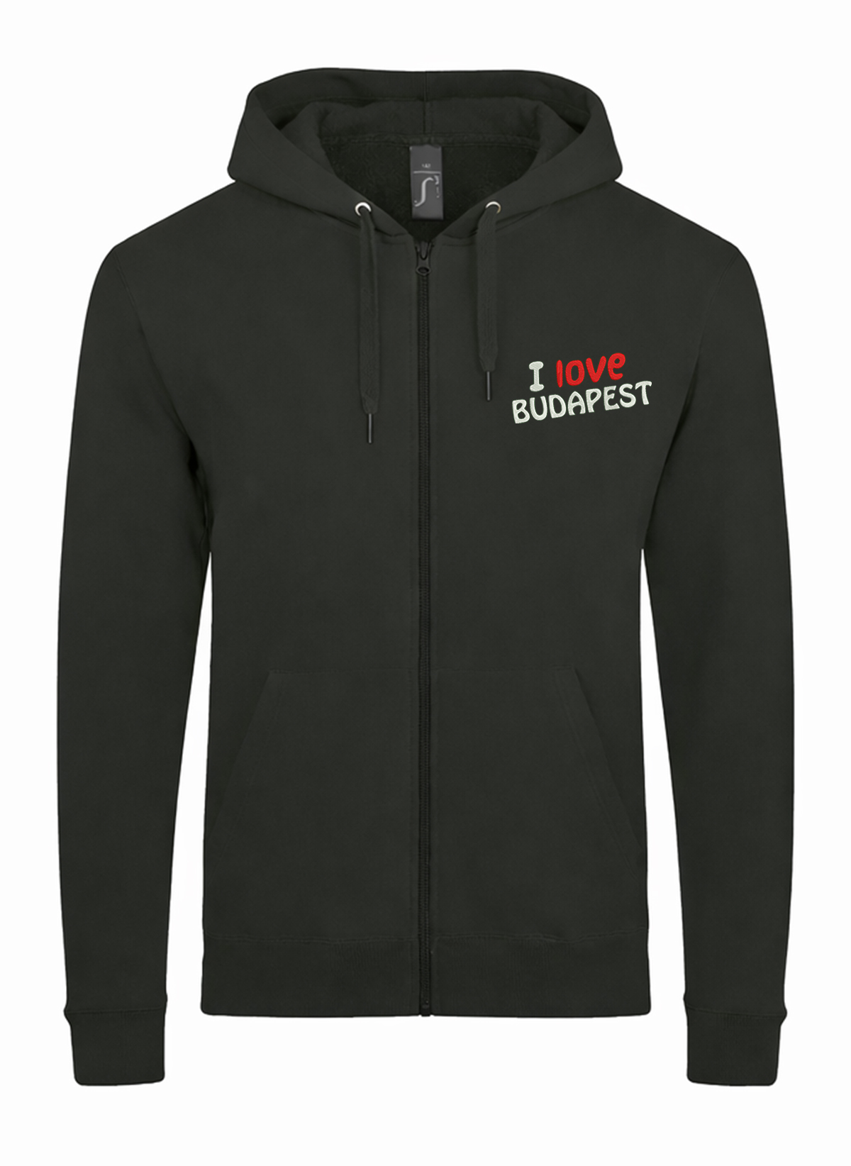 I Love Budapest City Hungary Unisex džemperis su užtrauktuku ir gobtuvu