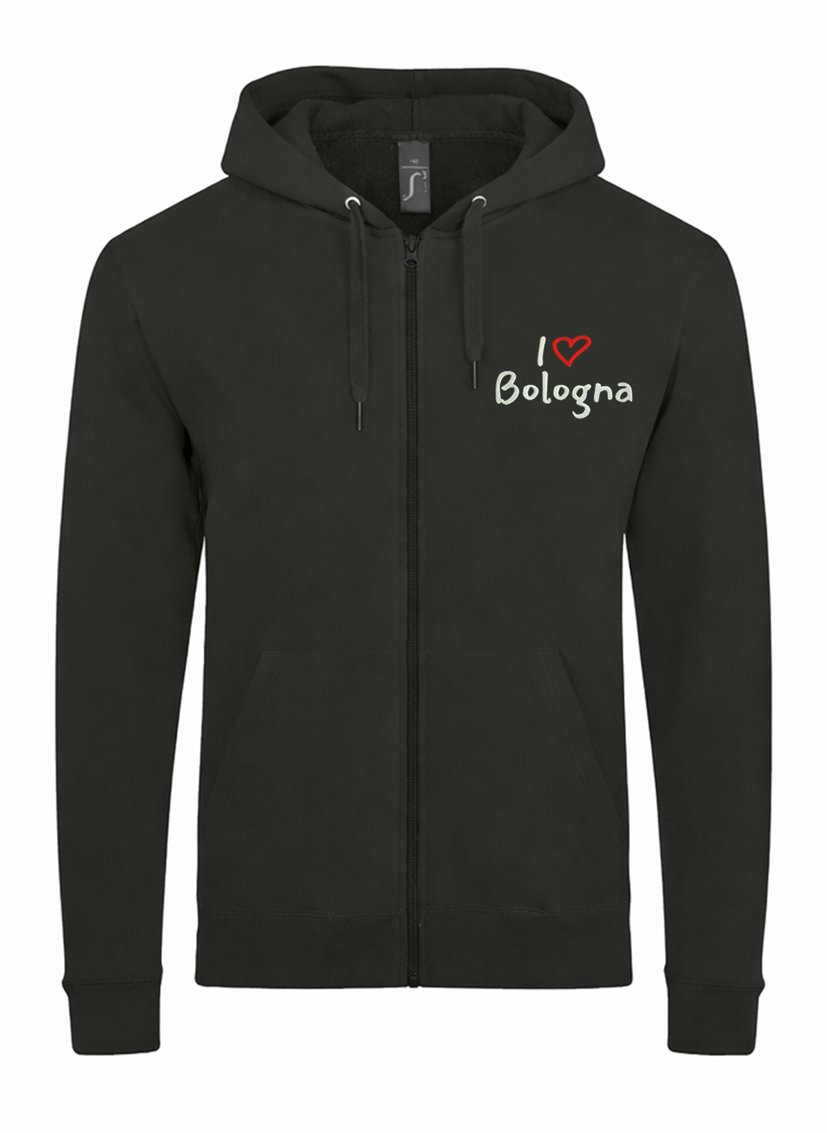 I Love Bologna City Italy Unisex džemperis su užtrauktuku ir gobtuvu