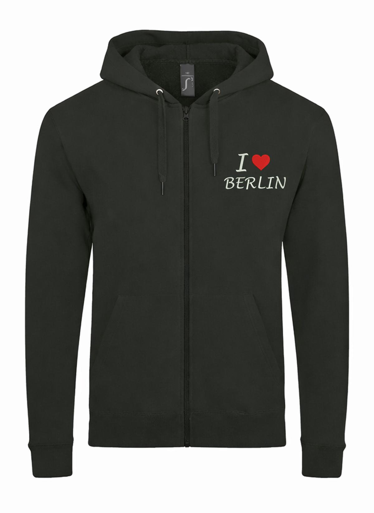 I Love Berlin City Germany Unisex džemperis su užtrauktuku ir gobtuvu