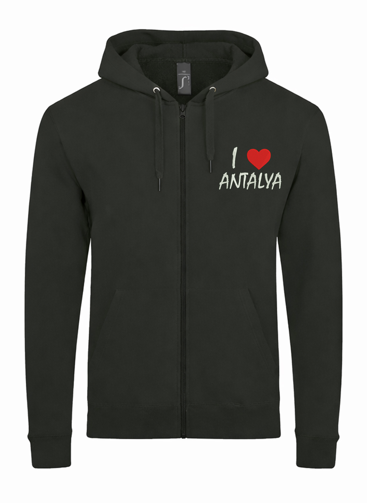 I Love Antalya City Turkey Unisex džemperis su užtrauktuku ir gobtuvu