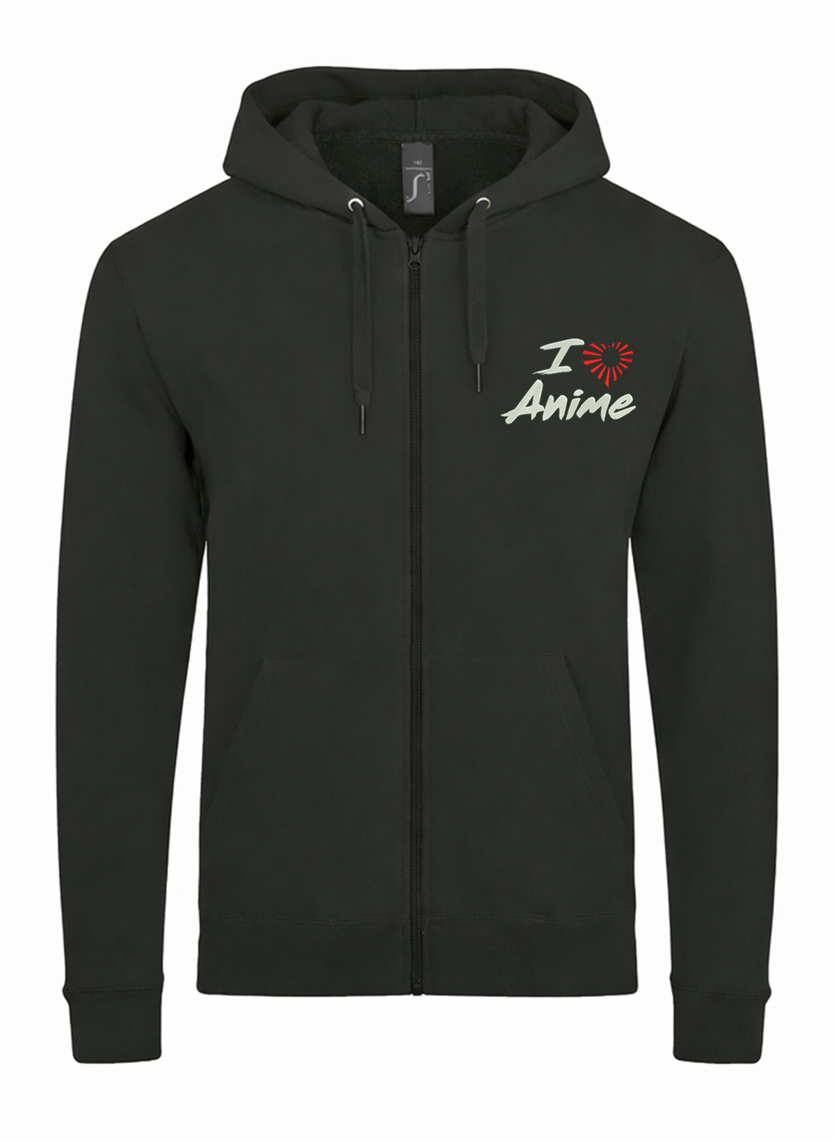 I Love Anime Japan Unisex džemperis su užtrauktuku ir gobtuvu
