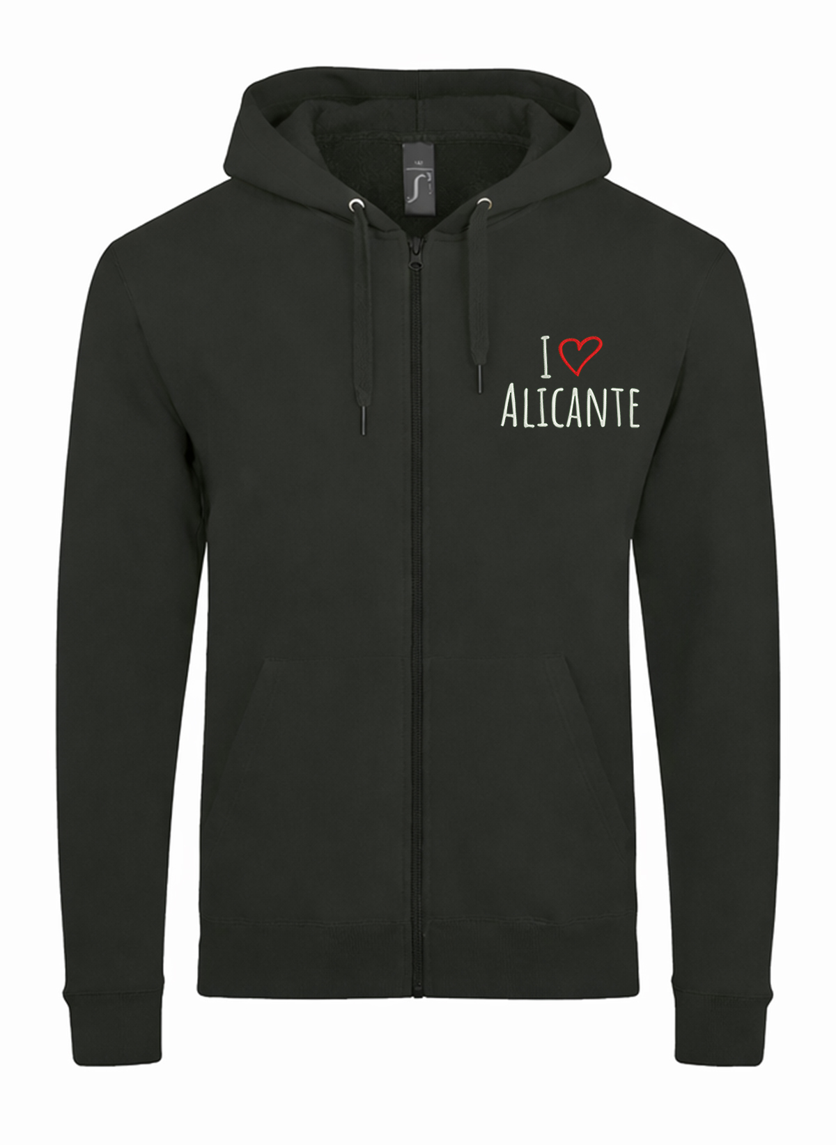I Love Alicante City Spain Unisex džemperis su užtrauktuku ir gobtuvu