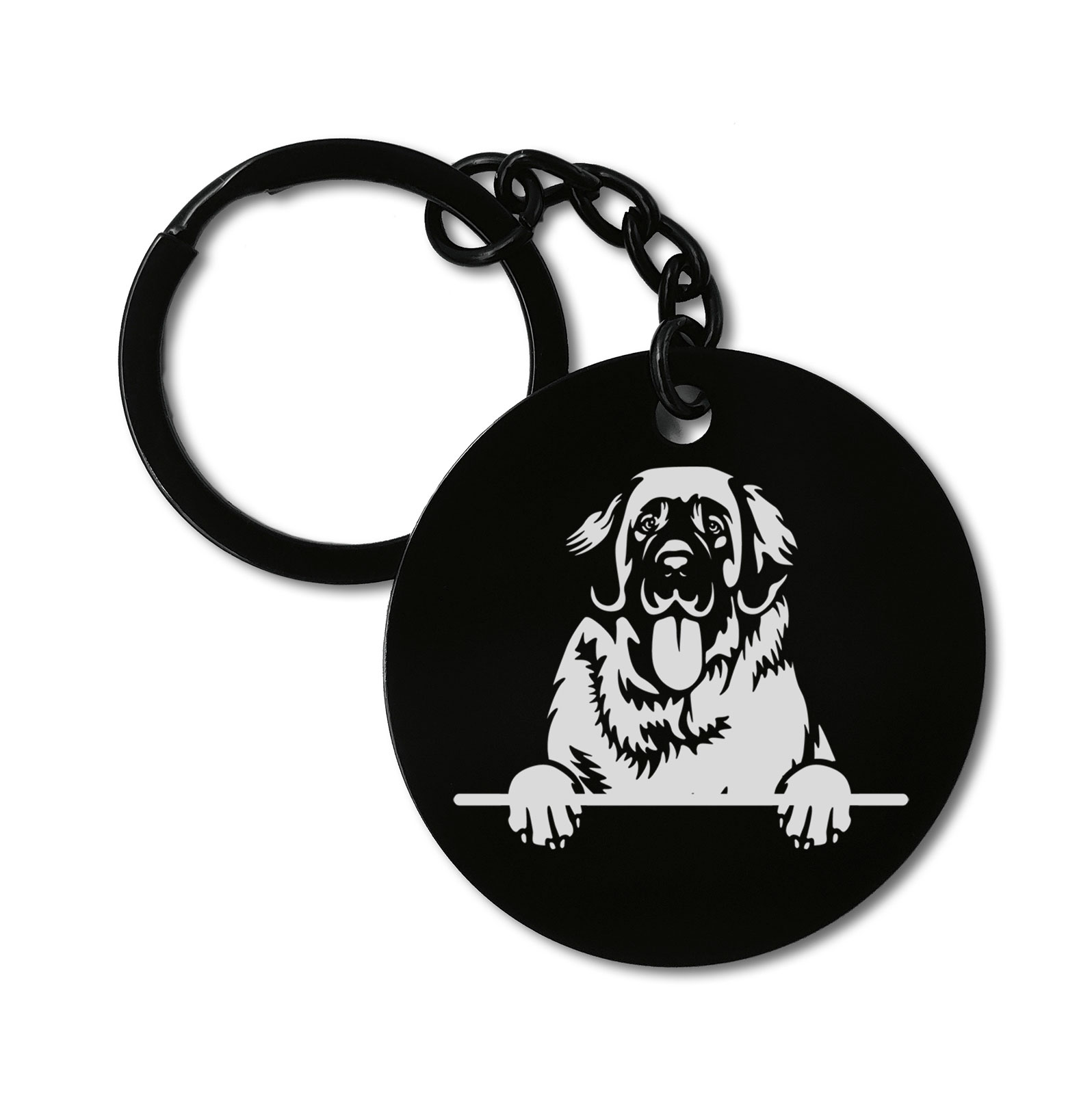 Leonbergers Cute Dog Graviruotas metalinis pakabukas su pasirenkamu užkabinimu
