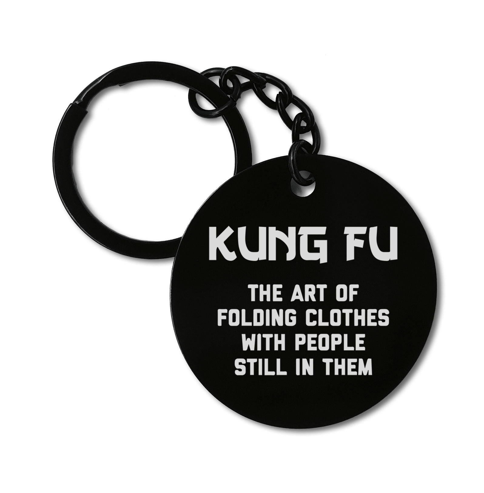 Kung Fu the Art Funny Quote Graviruotas metalinis pakabukas su pasirenkamu užkabinimu